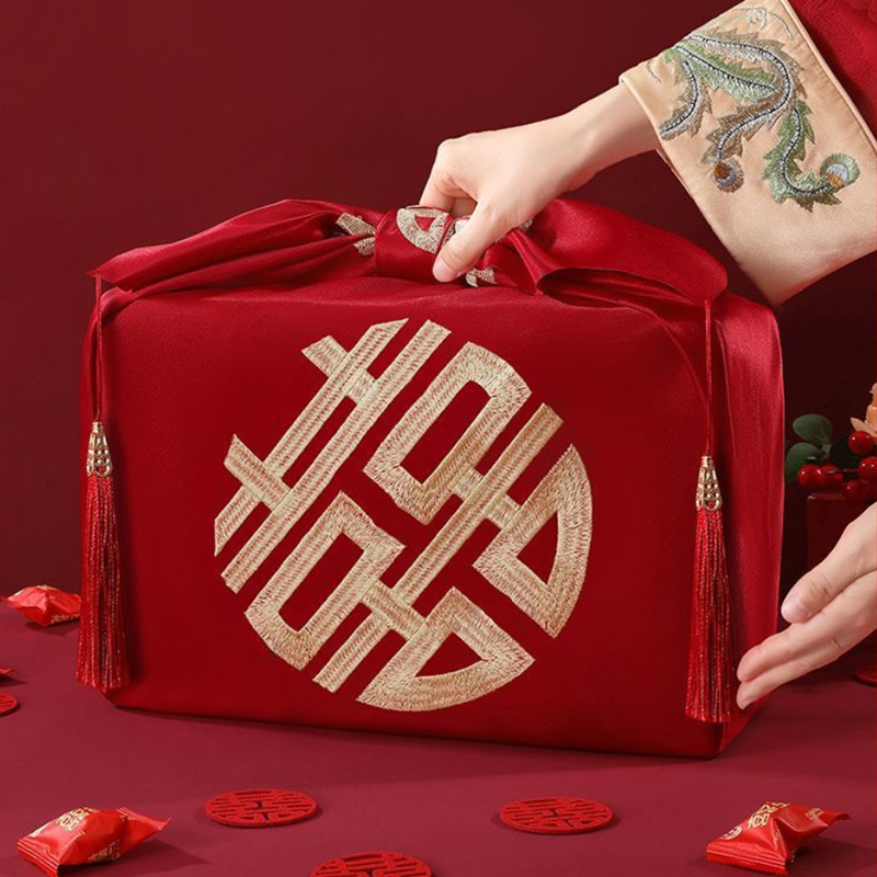 Furoshiki Wrap Cloth - Chinesischen Stil Rotes Taschentuch Furoshiki Hochzeit