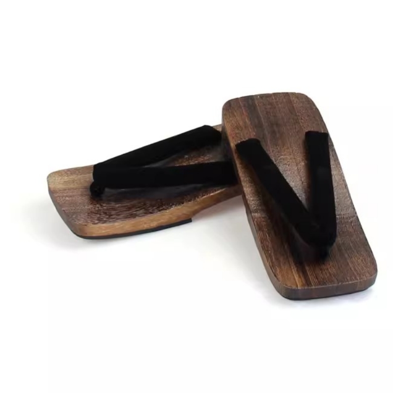 Geta Wooden Sandal - Herren Holz-Clogs in Anthrazit für Cosplay